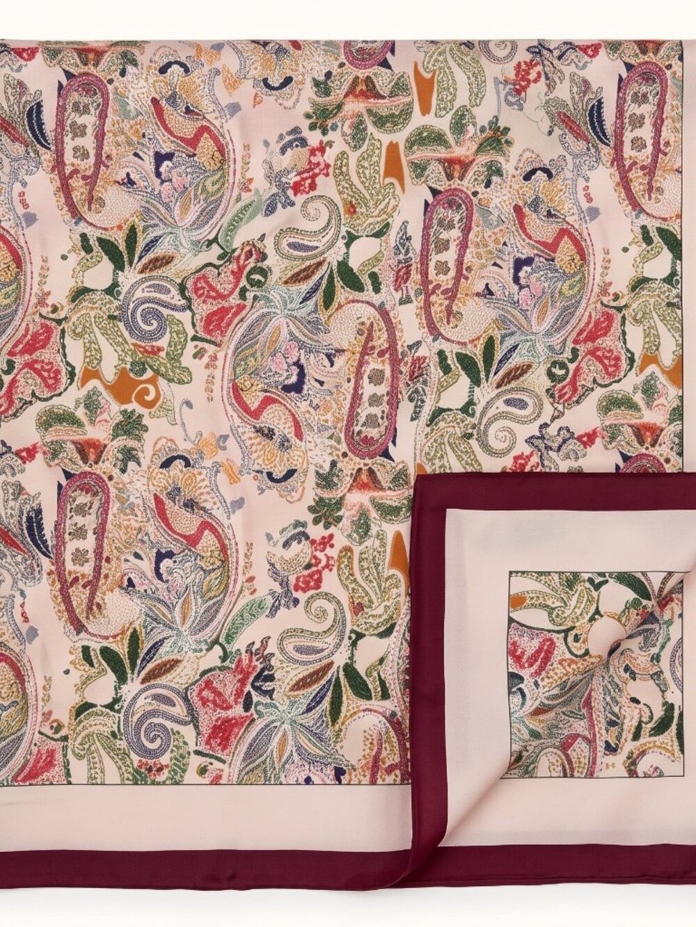 Lumière East Scarf – Crimson Garden Paisley | 70% Wool 30% Silk